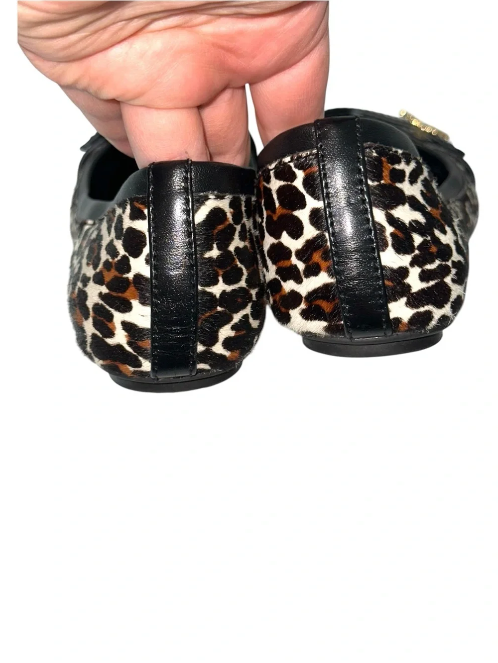 Tory Burch Eloise 2 Leopard Print Calf Hair Leather Ballet Flats Size 8